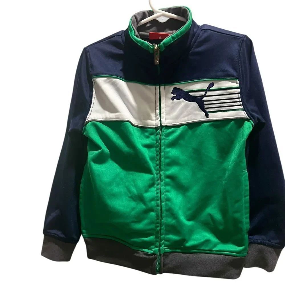Puma Kids Track Jacket – Size 5T – Green/Navy/White